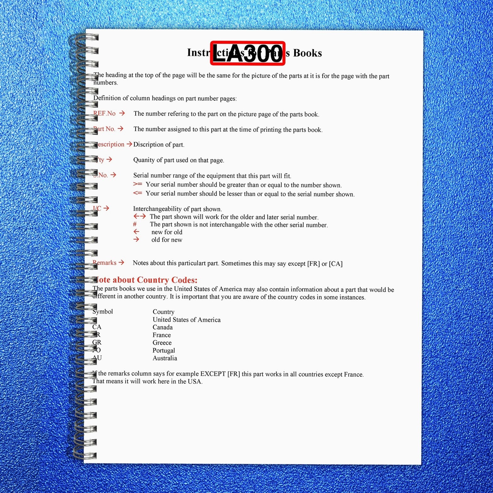 KUBOTA LA300 Loader Illustrated Parts List Manual SPIRAL – TOUGH FRONT & BACK