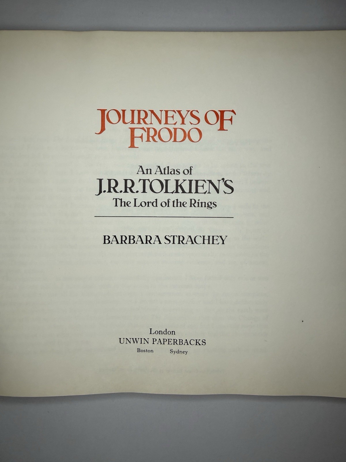 Journeys of Frodo Atlas J.R.R. Tolkien Lord of the Rings Barbara Strachey 1985