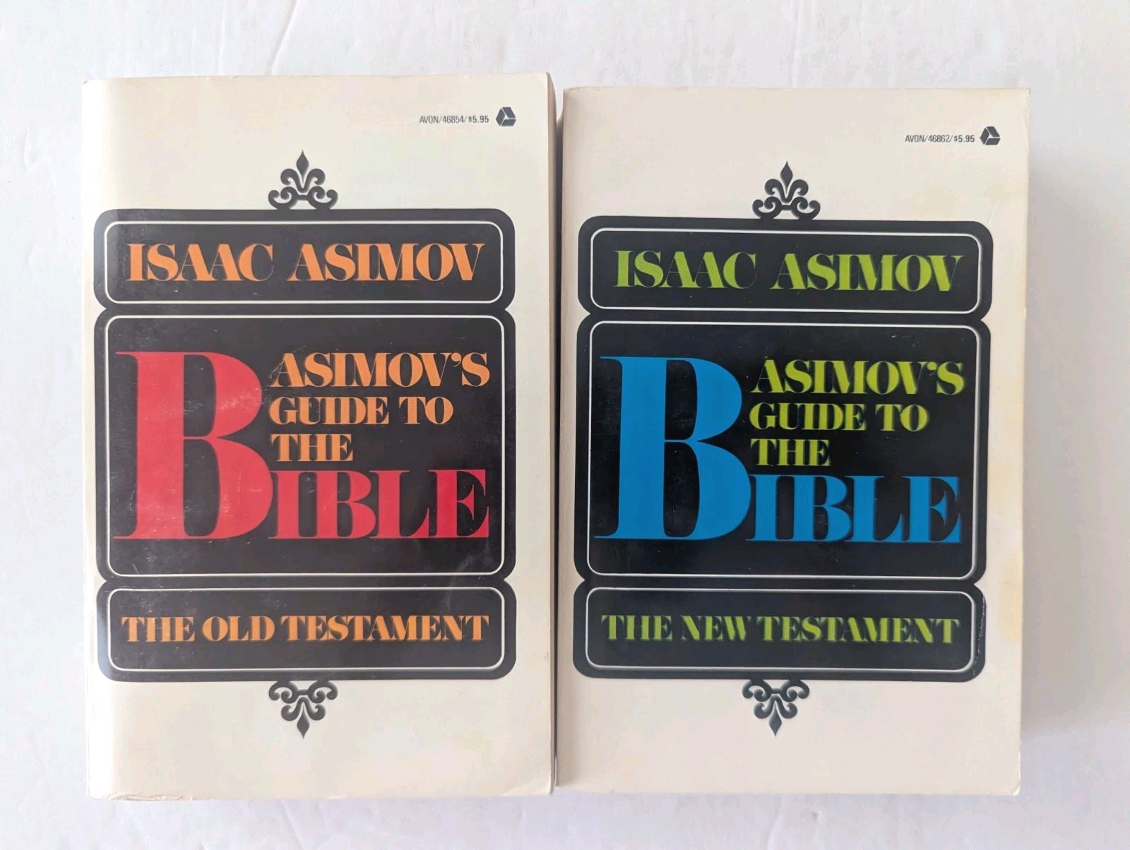 2 BOOK LOT Asimov’s Guide To The Bible Old and New Testament Set Isaac Avon 1971