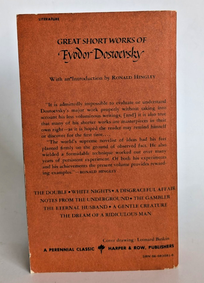 Great Short Works Of Fyodor Dostoevsky 1968 Paperback – Perennial Classic Edit