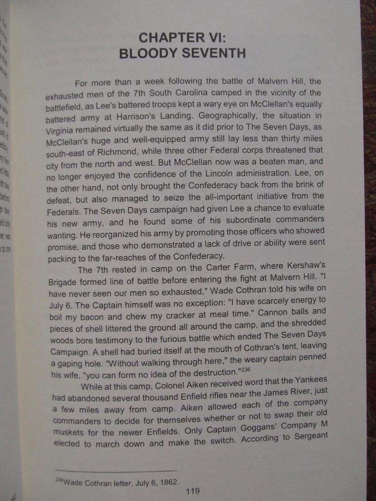 THE BLOODY 7th SOUTH CAROLINA VOLUNTEER INFANTRY – FIRST EDITION – CIVIL WAR NEW