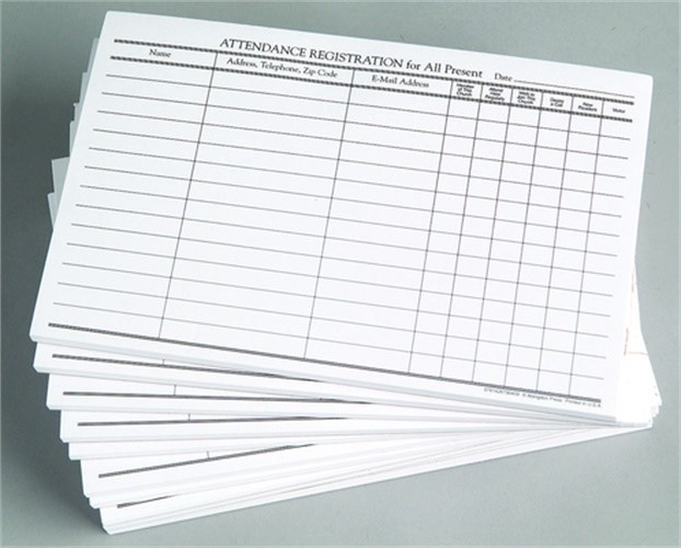 Attendance Registration Pad (Quantity Pack)