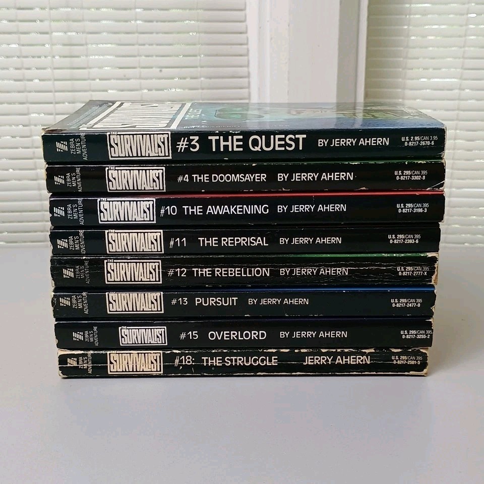 THE SURVIVALIST Series By Jerry Ahern 1981-1989 Zebra Books Paperback Lot of 8