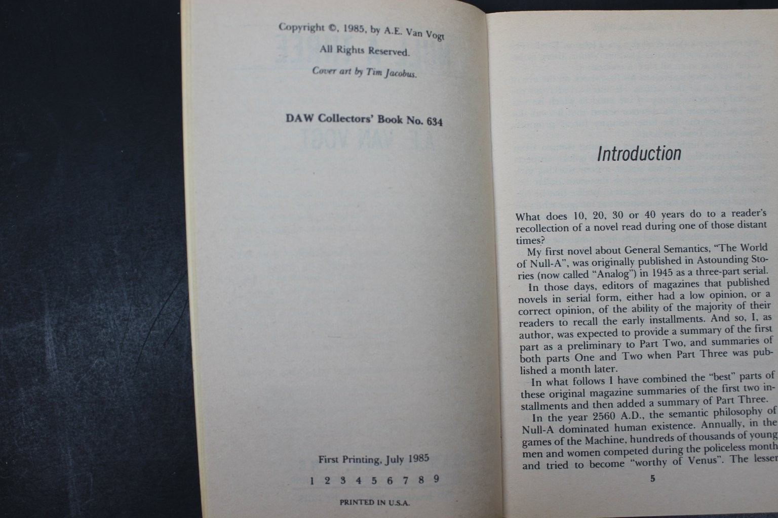 Null-A Three A. E. Van Vogt 1985 First Printing Science Fiction DAW Books PB