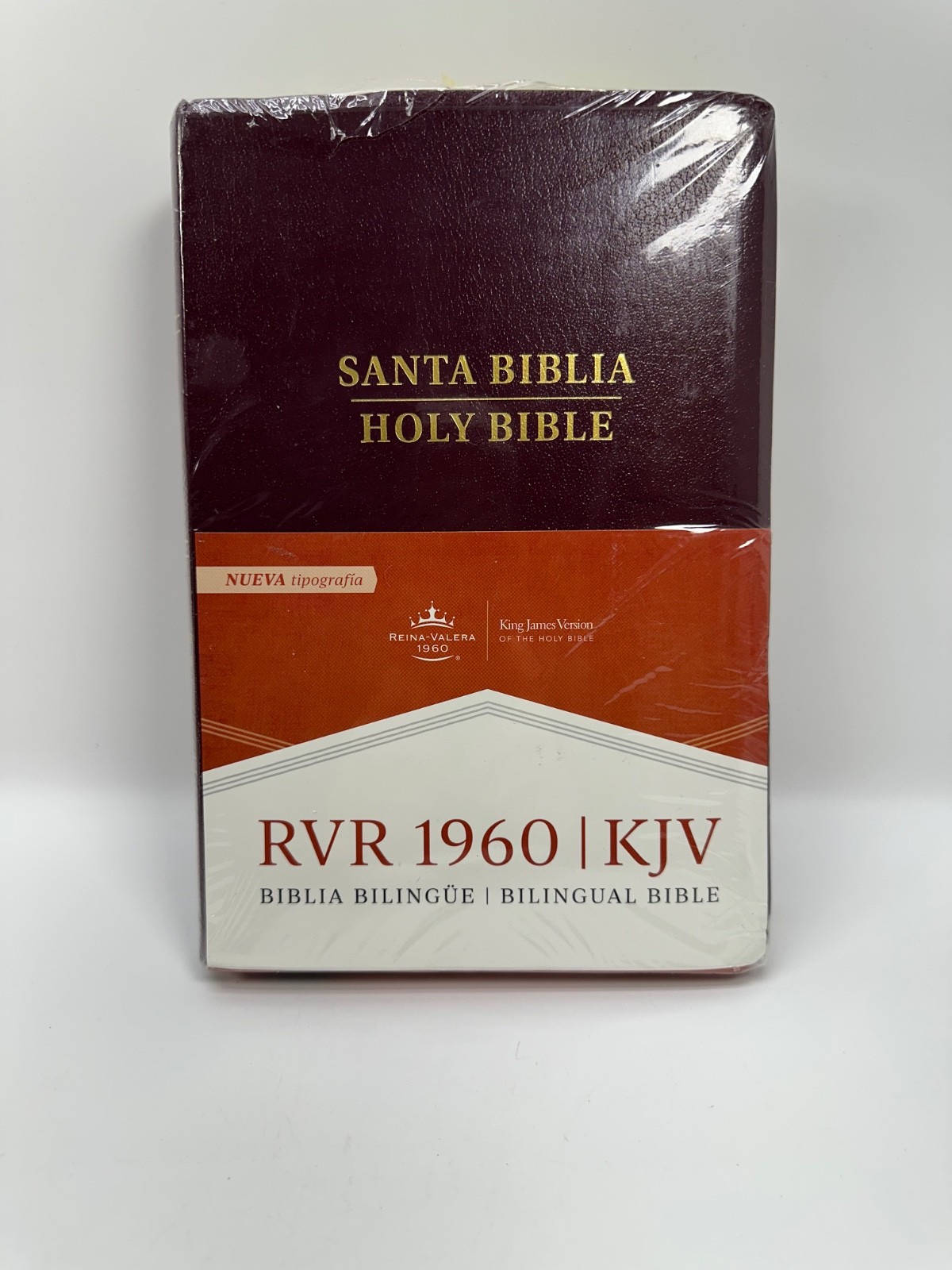 Biblia Bilingüe RV1960 KJV imit piel borgoña – bilingual bible kjv –