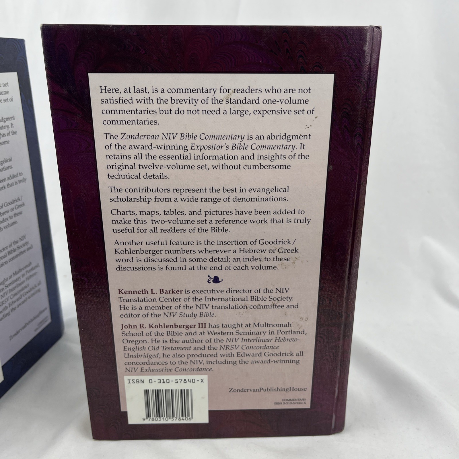 Zondervan NIV Bible Commentary Volume 1 And 2 Old And New Testament HC Barker