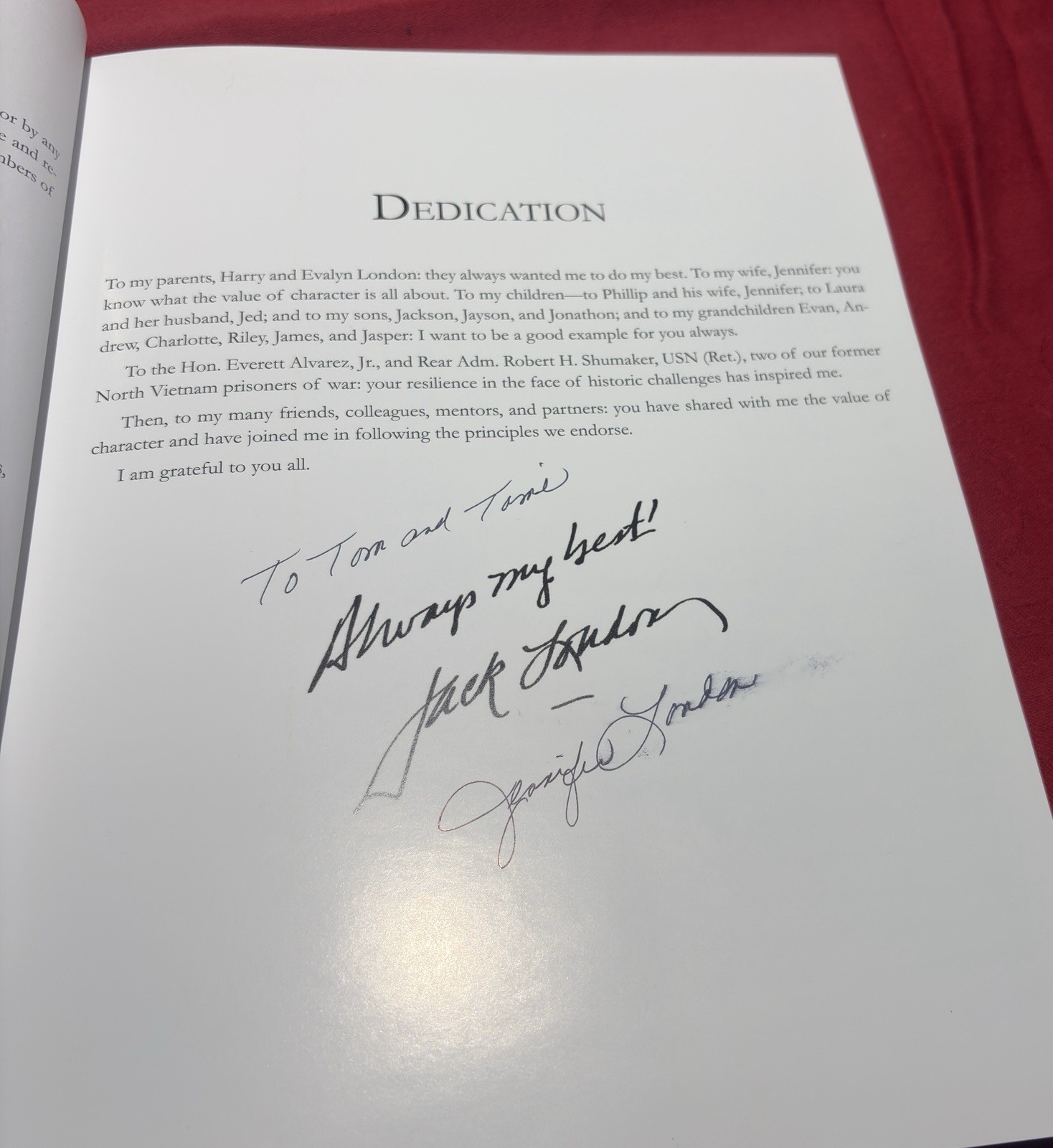 Profiles in Character by Dr. J. Phillip London Hardcover Fortis Signed Edition