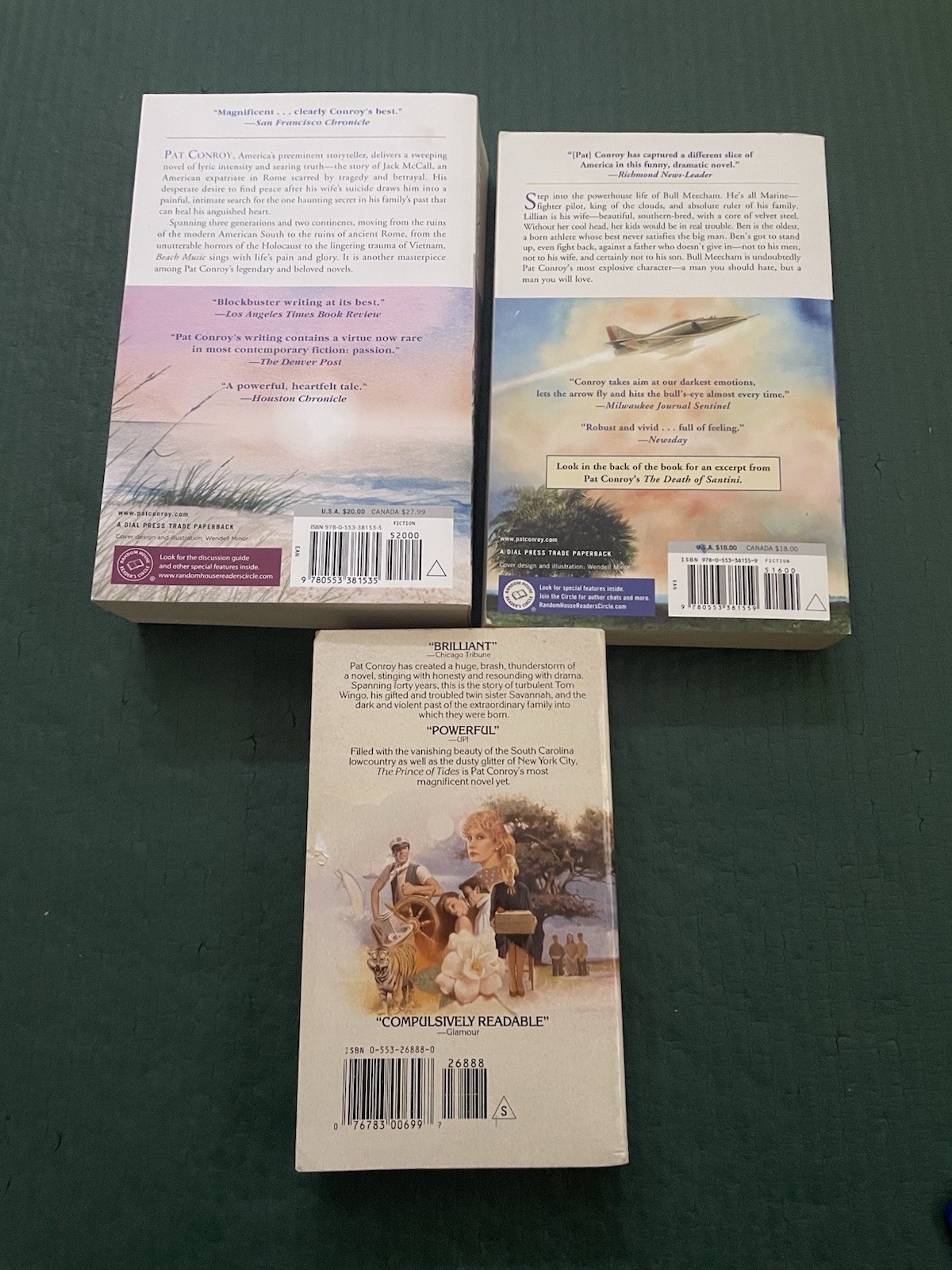 Pat Conroy 3 Book Lot Beach Music Great Santini Prince of Tides Southern Fiction