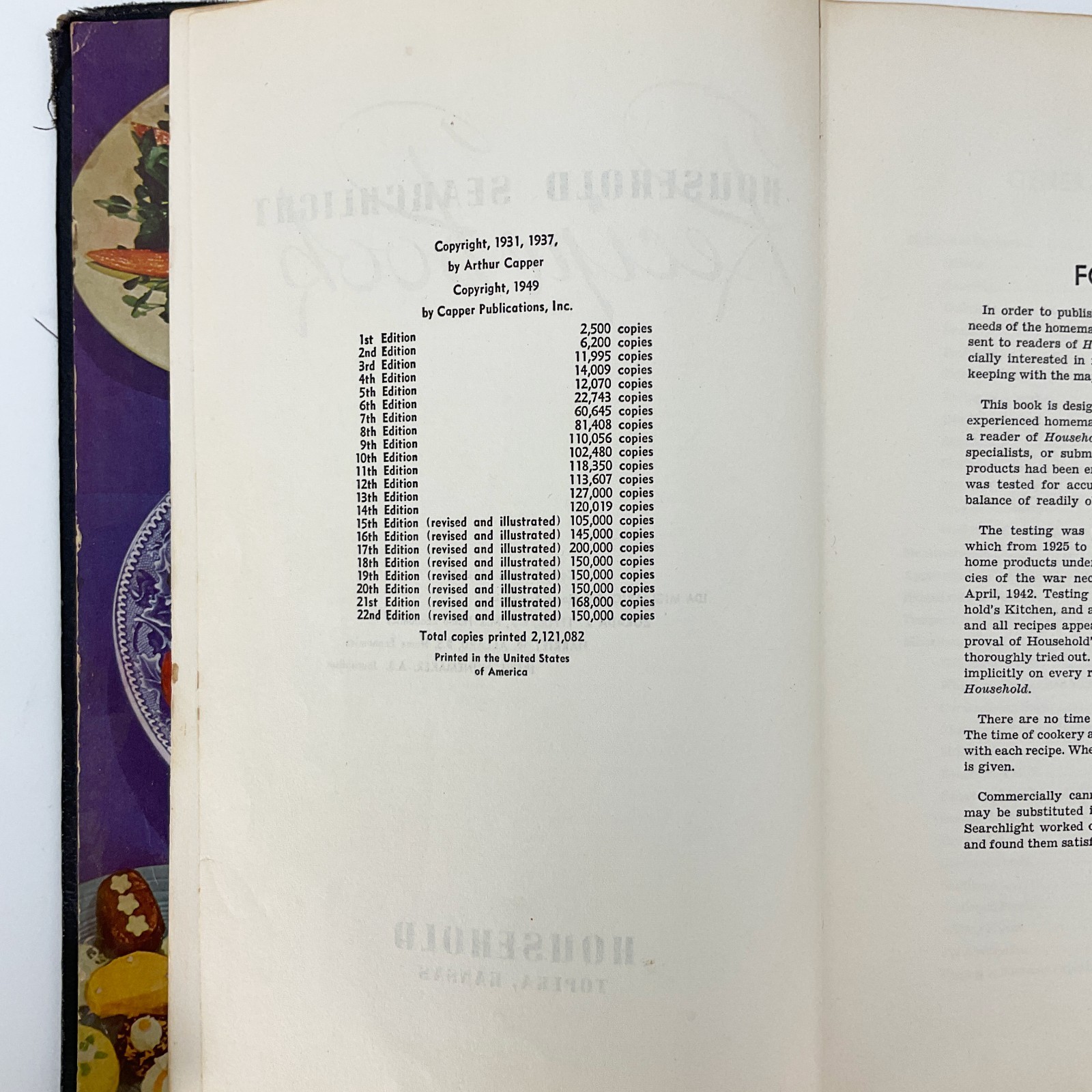 Searchlight Recipe Book 22nd Ed Cooking Baking Hardcover Book Ida Migliario 1949
