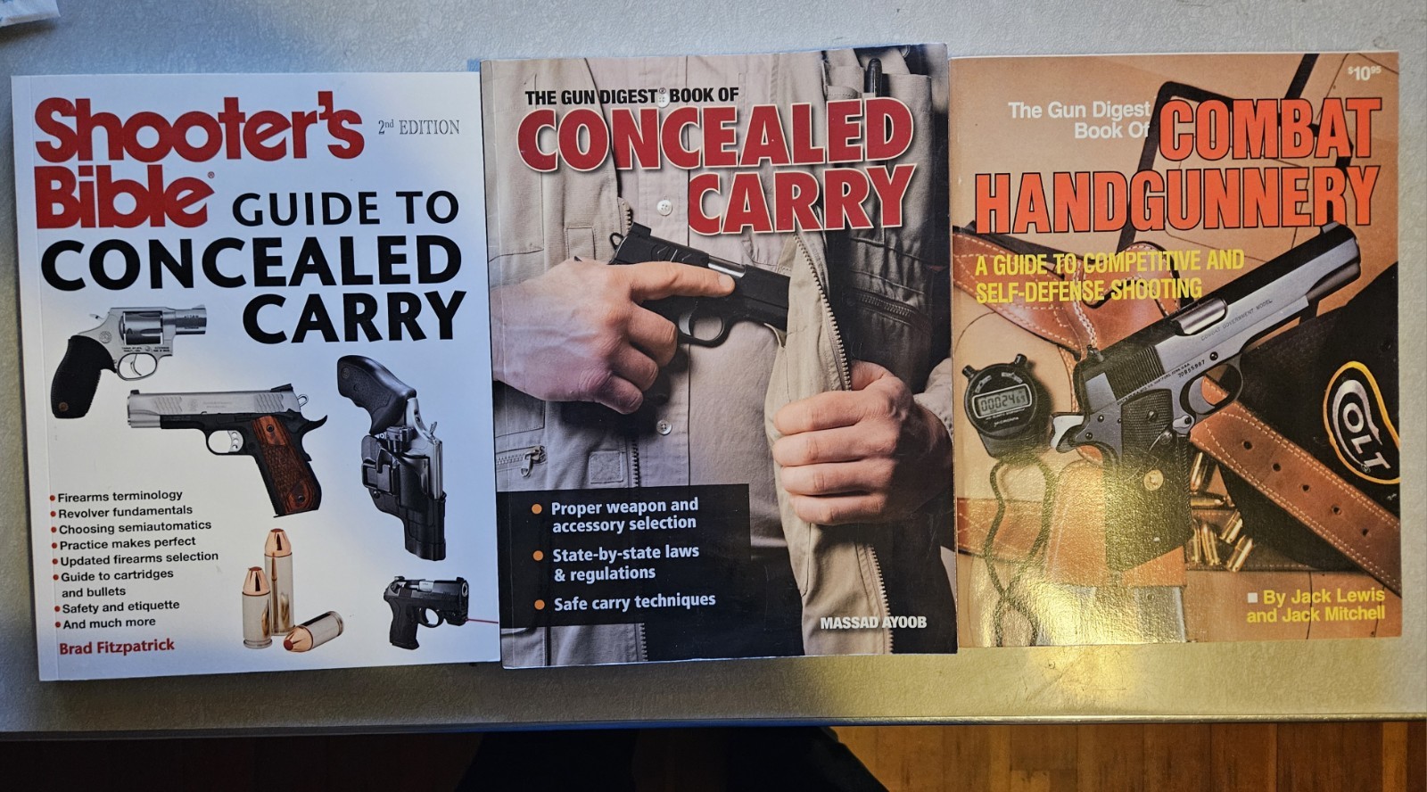 Shooters Bible And Gun Digest Concealed Carry And Combat Handgunnery-3 Book Lot