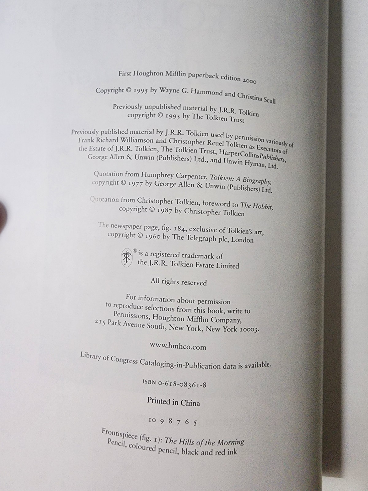J.R.R. Tolkien: Artist and Illustrator by Wayne G Hammond: 1st Edition 1st Print