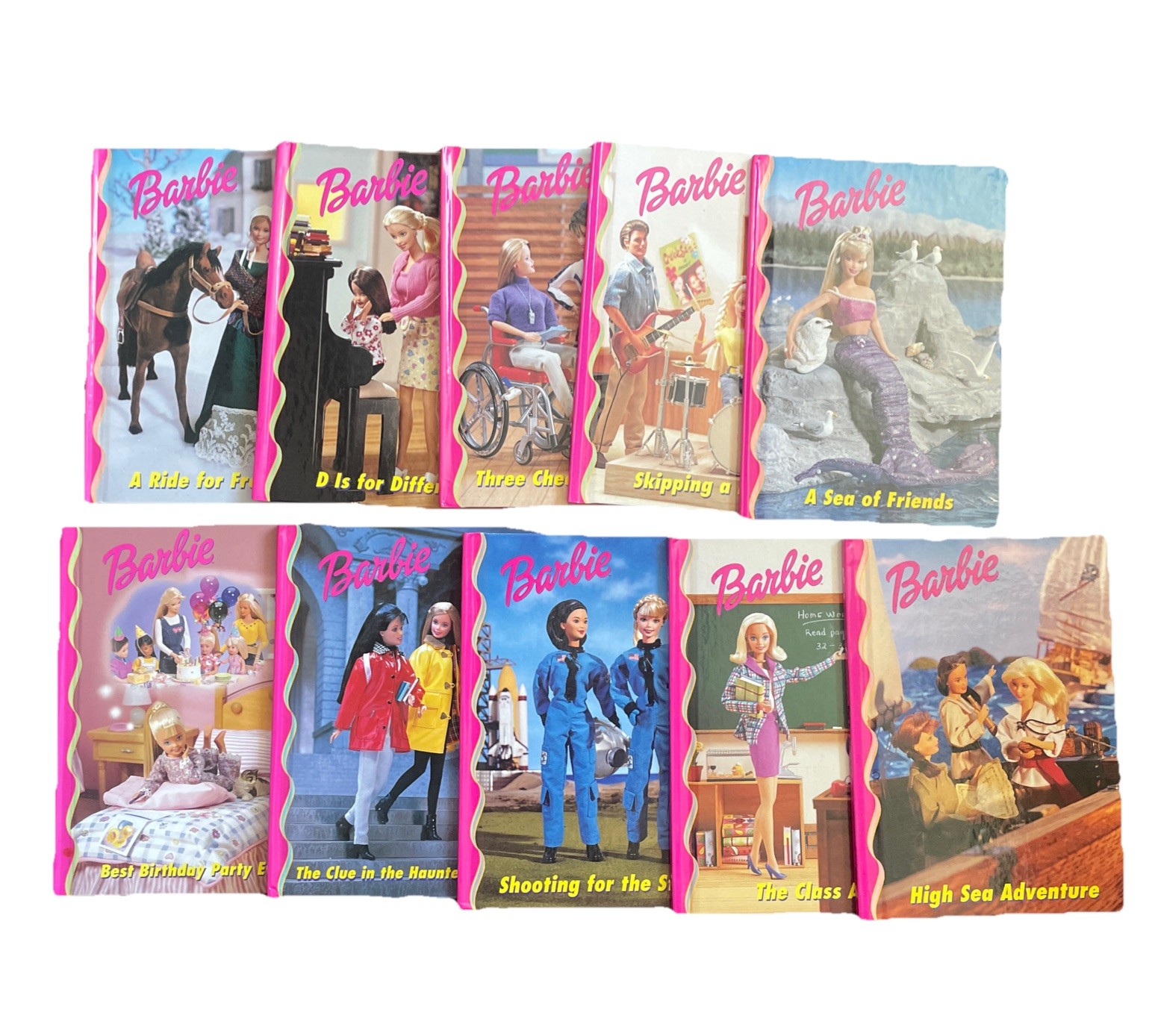 Lot of 10 Barbie & Friends Book Club Hardcover Children’s Books 1998 Set