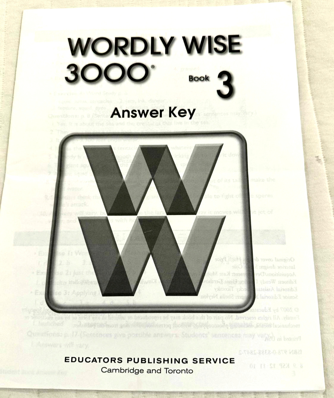 Wordly Wise 3000 Book 3 : Answer Key 2007 2nd Edition