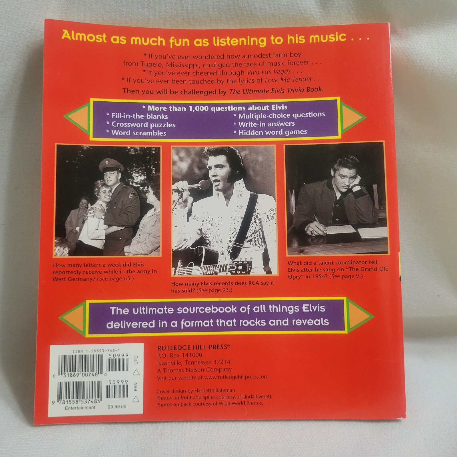 The Ultimate Elvis Quiz Book by W Kent Moore; David L. Scott – 1999 -142 pages