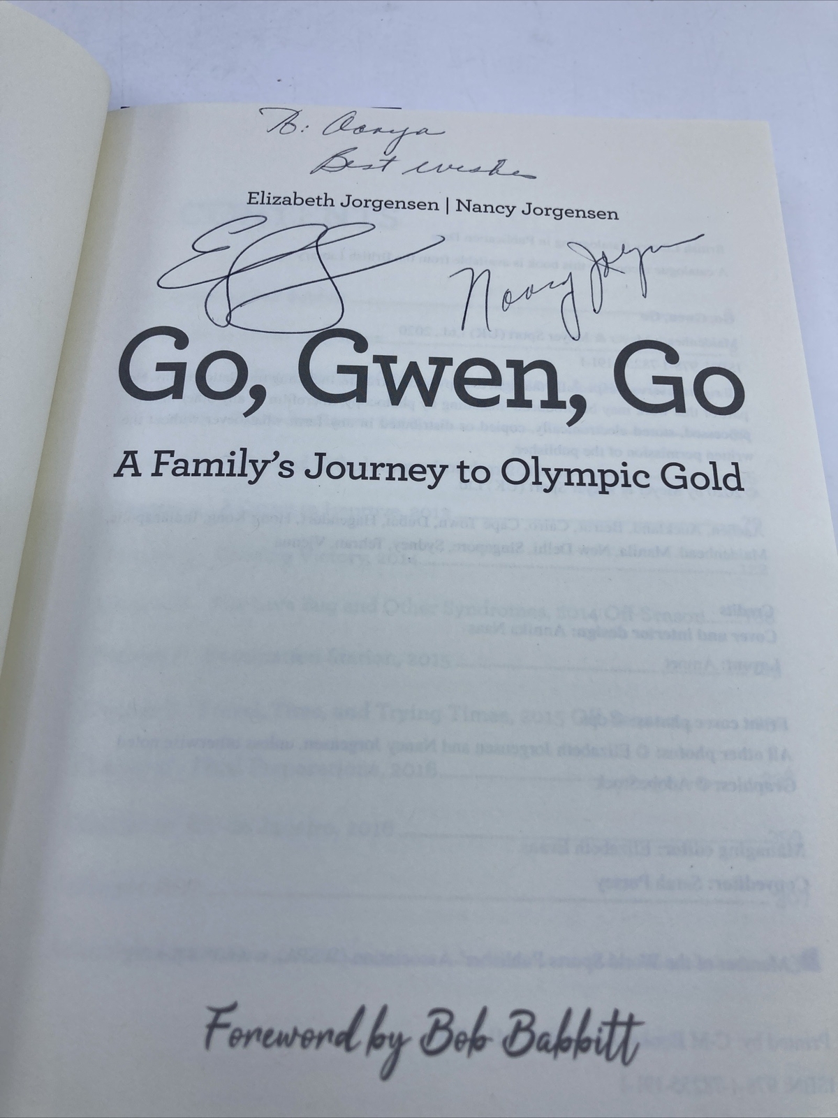 Go, Gwen, Go: A Family’s Journey to Olympic Gold Hardcover DJ Jorgensen SIGNED