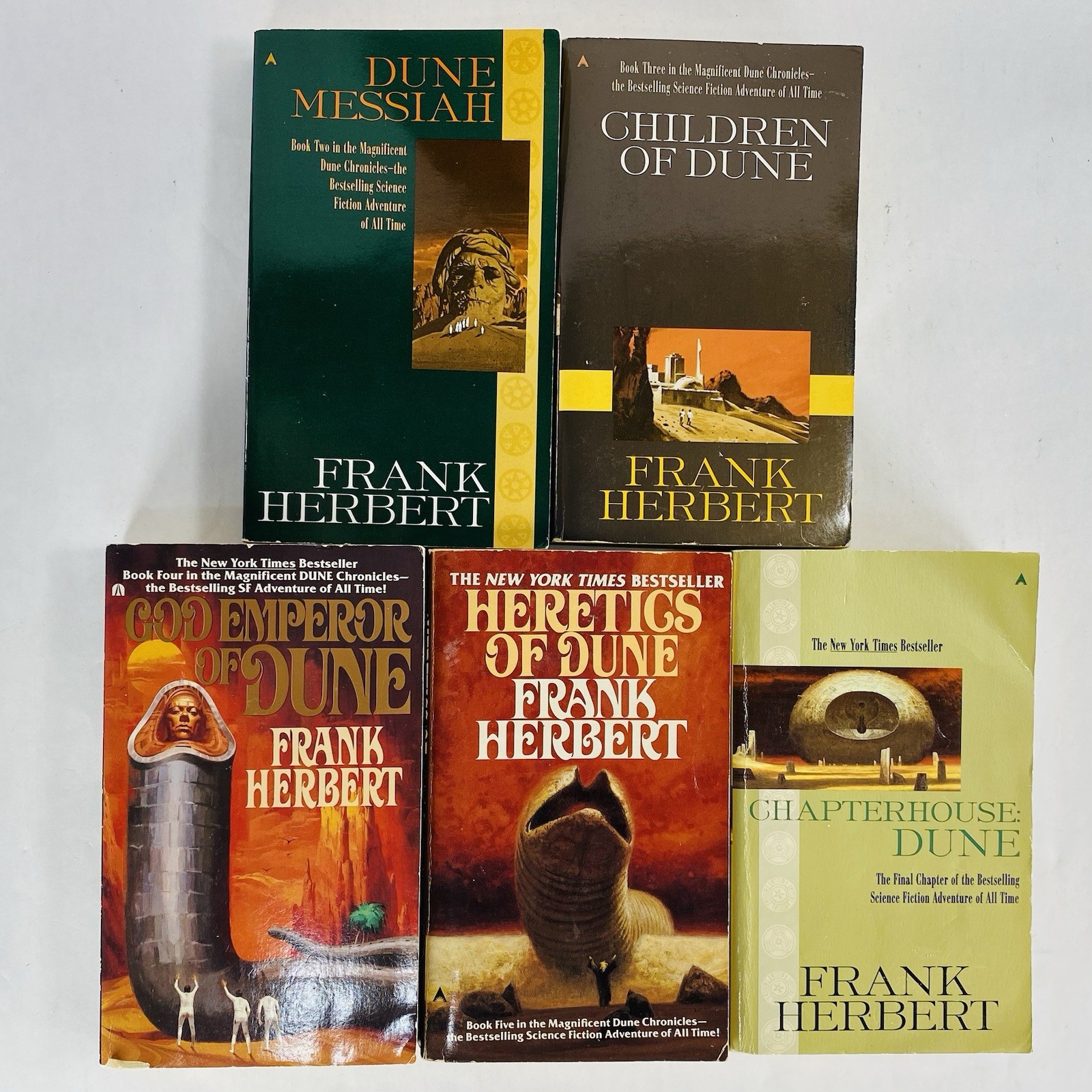 Lot of 5 Vintage DUNE Paperback by Frank Herbert Messiah, Children, God Emperor