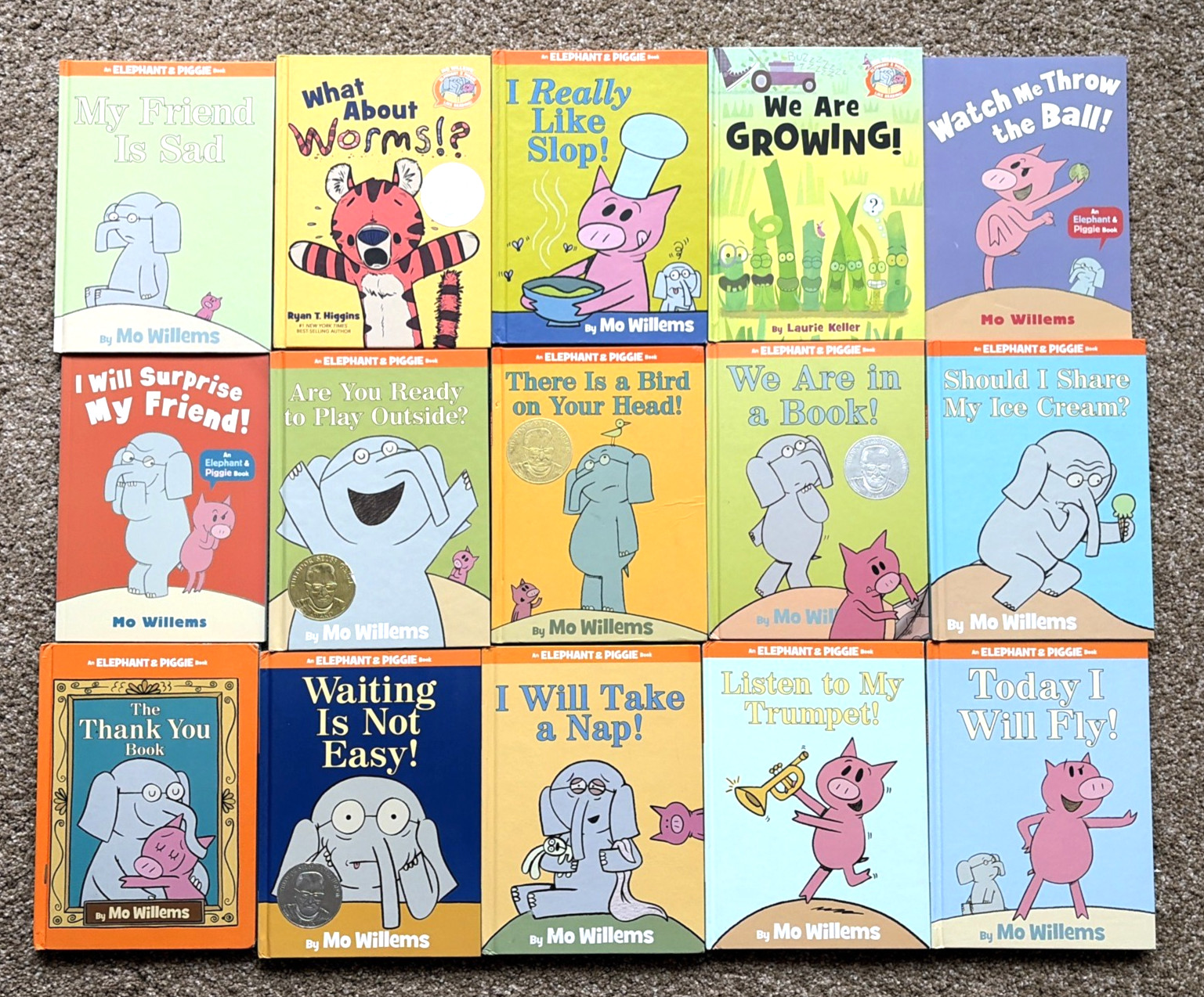 Lot of 15 An Elephant & Piggie Books, Mo Willems (13 HC/2 PB) **VERY GOOD**