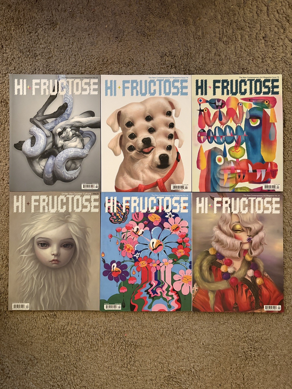 Hi Fructose Magazine Lot of 6 Issues 2009-2025 Volumes 11 55 56 57 74 76