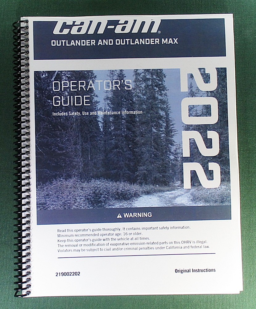 2022 Can-Am Outlander MAX 450 Owner’s Manual: 254 Pages & Protective Covers!