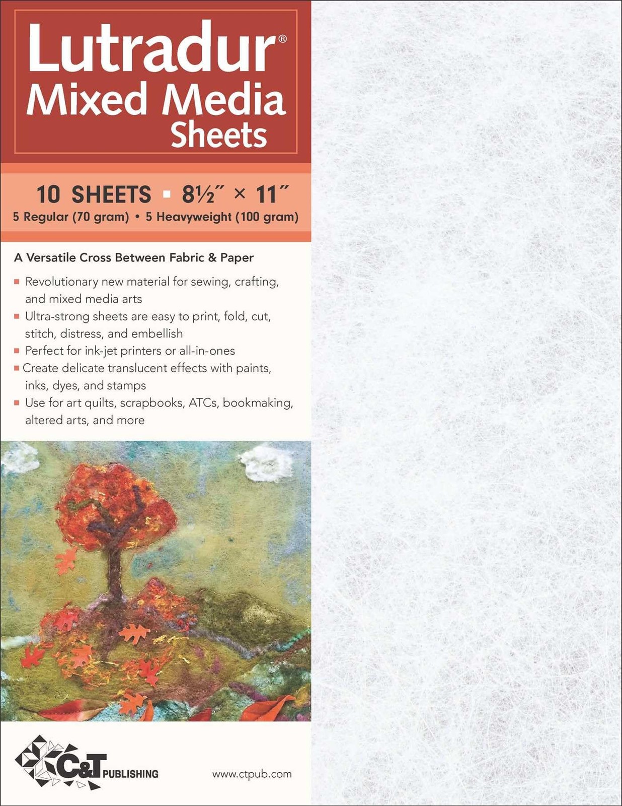 C&T PUBLISHING Lutradur Mixed Media Sheets, 8.5″ x 11″ – Package of 10 White