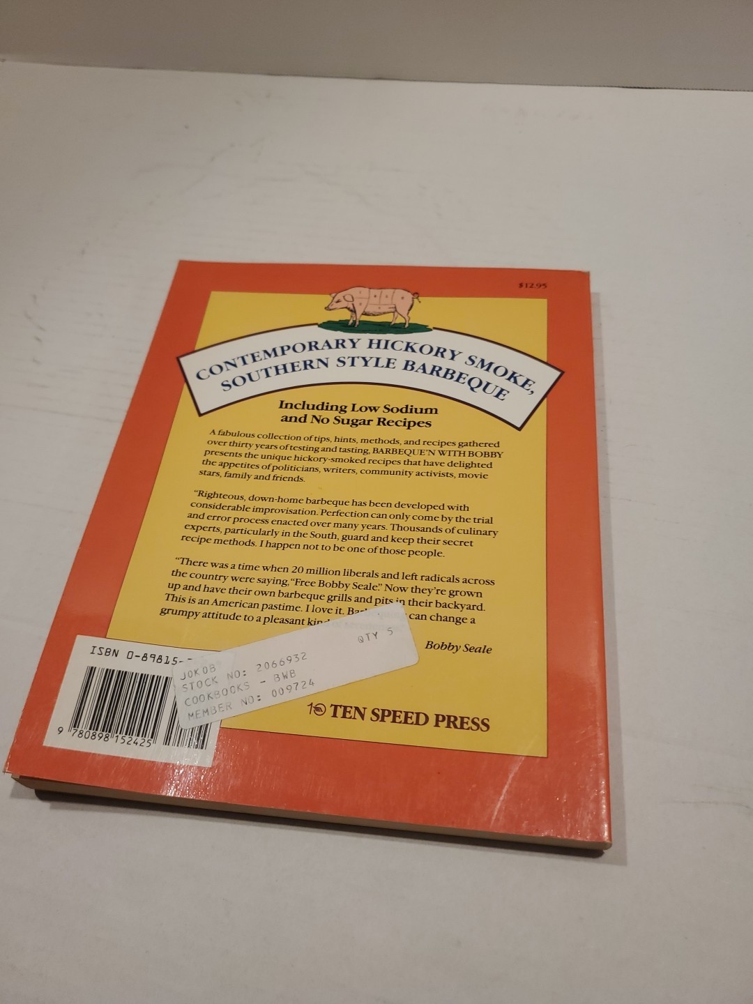 Barbeque’n with Bobby, Bobby Seale, Vintage Cookbook, BBQ, 1988, PB