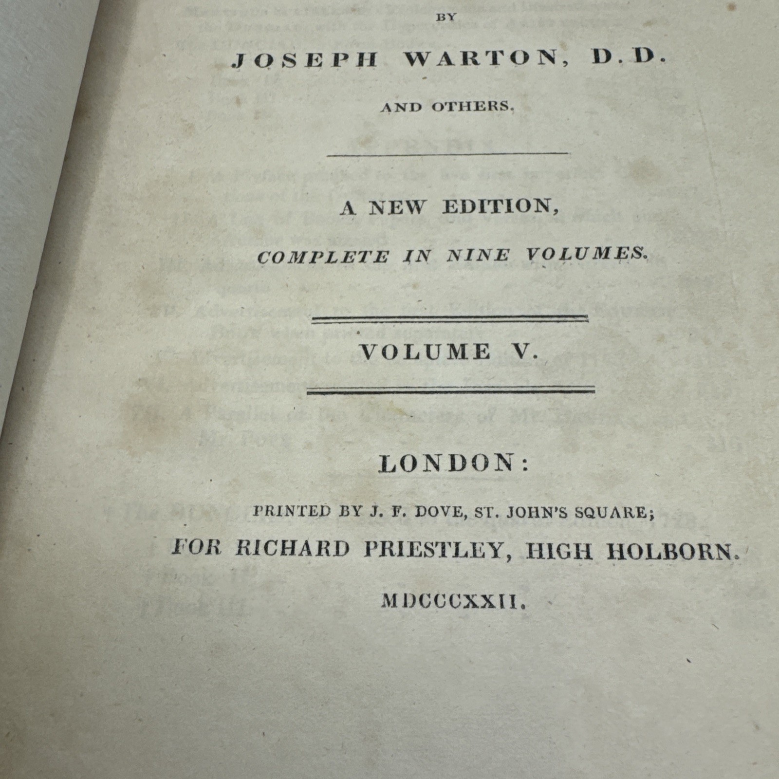 The Works of Alexander Pope Volume V The Dunciad 1822 Notes Illust Joseph Warton